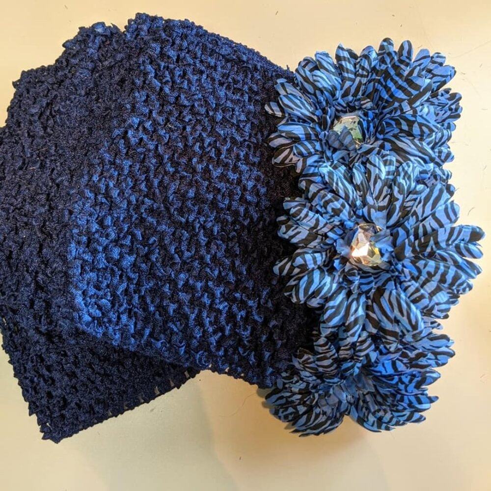 8 TUTU BLUE TOPS with Coordinating Gerbera Daisies for DIY Tutus or Headbands